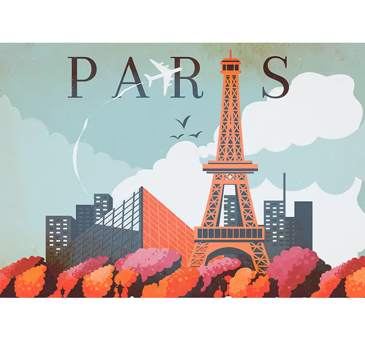 Paris wall mural eiffel tower skyline - TenStickers