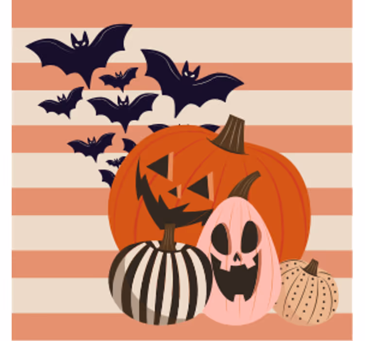 Halloween coaster pumpkin trio with bats - TenStickers