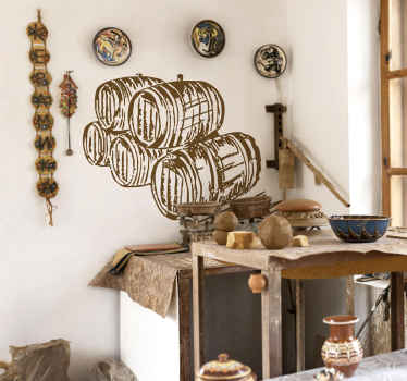 Cellar Barrels Illustration Wall Sticker
