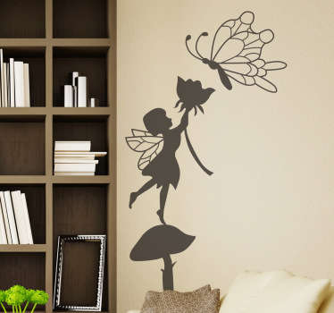Kids Mushroom Fairy Butterfly Decal