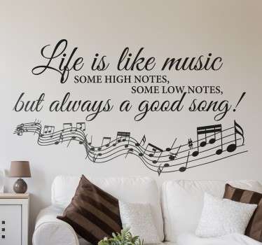 Life is Like Music Wall Quote Sticker