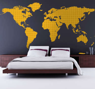 Yellow World Map Wall Sticker