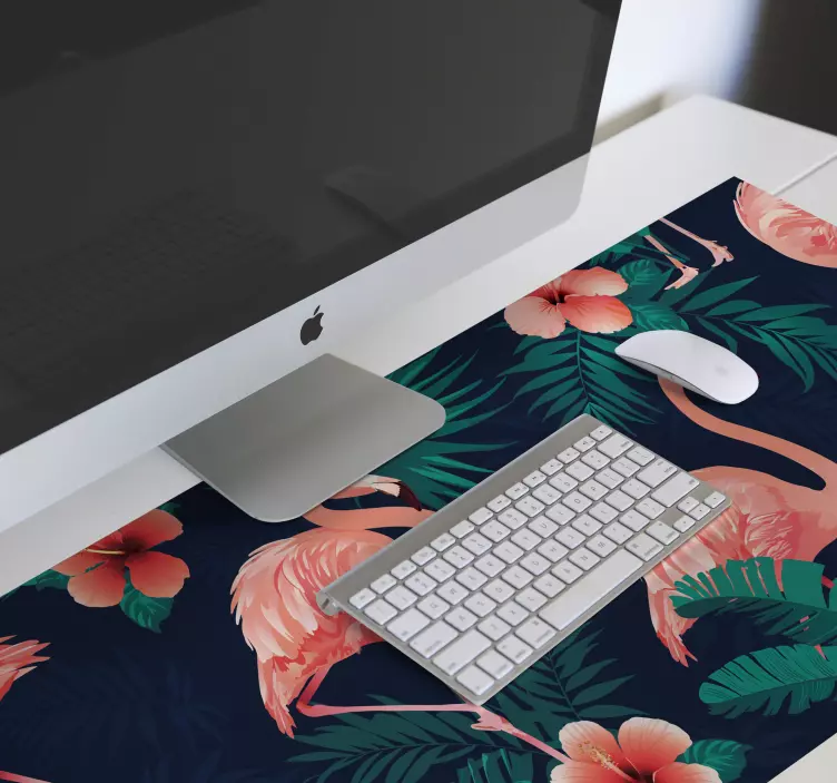 Tropical flamingo floral mouse pad pattern - TenStickers