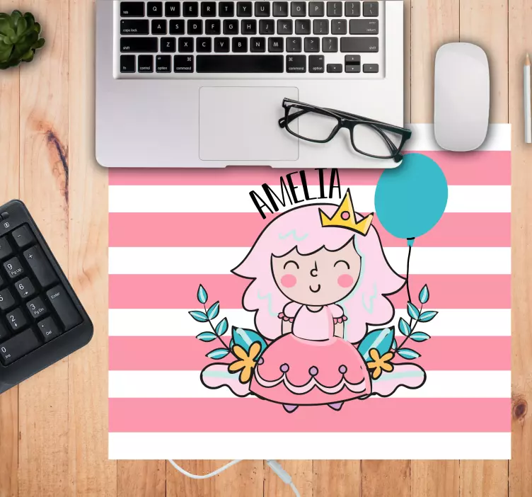 Pink fairy princess with balloons mouse mat - TenStickers
