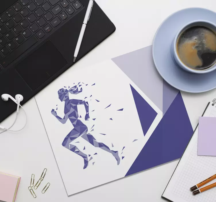 Purple geometric running thematic mouse mat - TenStickers