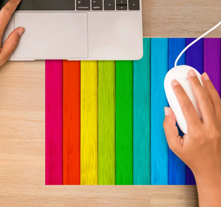 Realistic Rainbow wooden background mouse pad - TenStickers