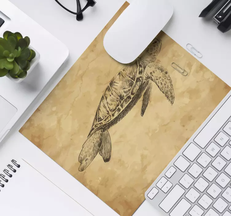 Turtle drawing image mouse pad - TenStickers
