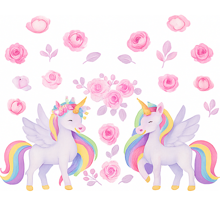 Pink unicorn and flowers blind children - TenStickers