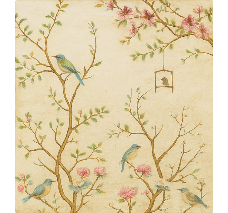 Birds blossoms branches blind children - TenStickers