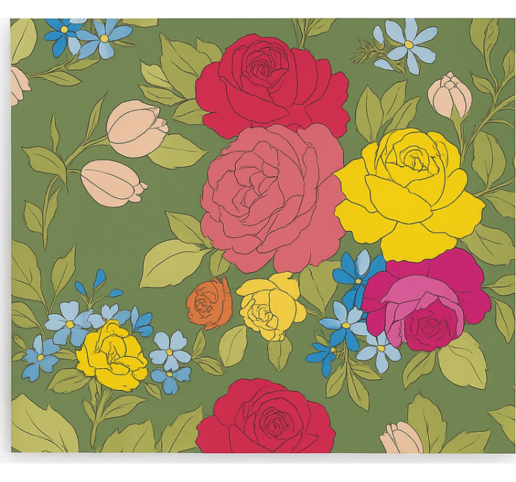Floral rose pattern blind kitchen - TenStickers