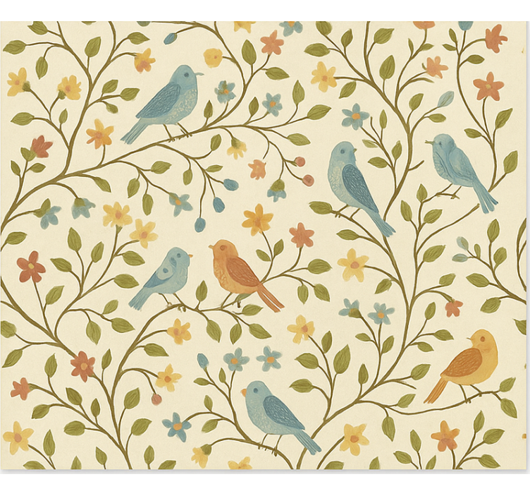 Colorful bird-and-branch living room blind - TenStickers