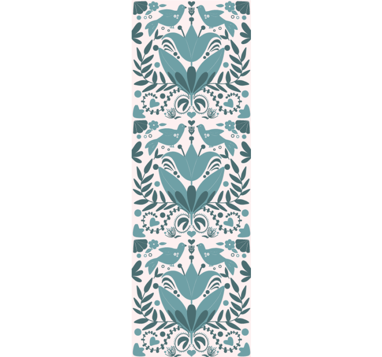 Blind kitchen with blue folk art pattern and birds - TenStickers