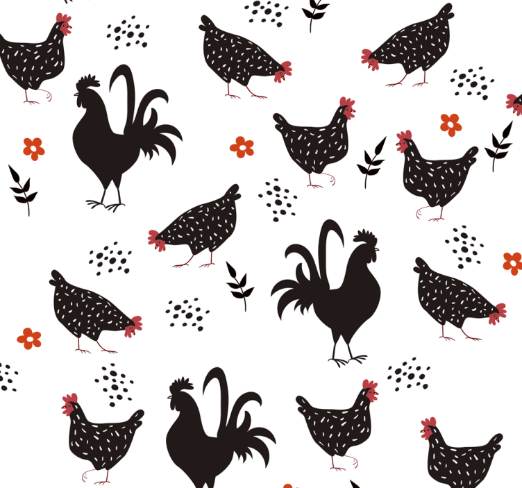 Blind kitchen black and white rooster - TenStickers