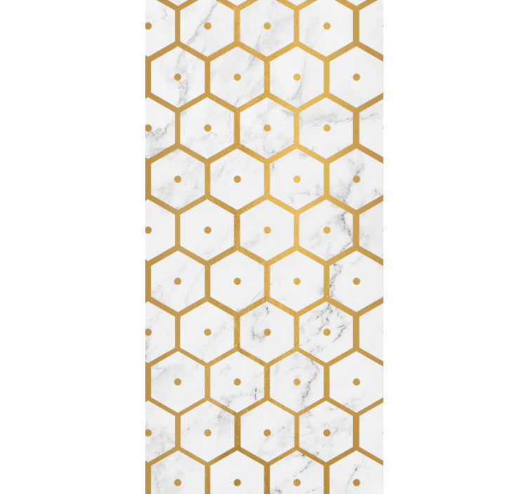 Dining room blind in hexagonal gold marble design - TenStickers