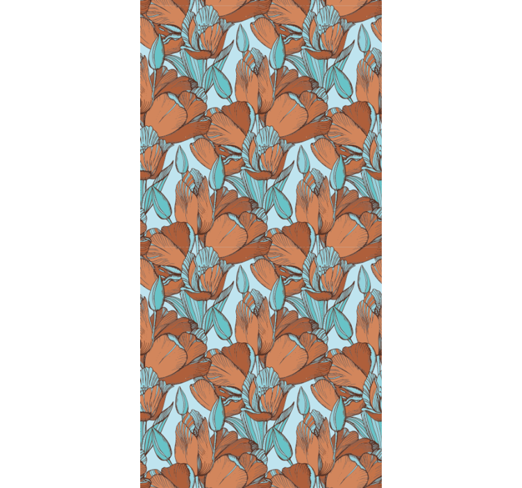 Dining room blind with artistic blue brown tulips - TenStickers