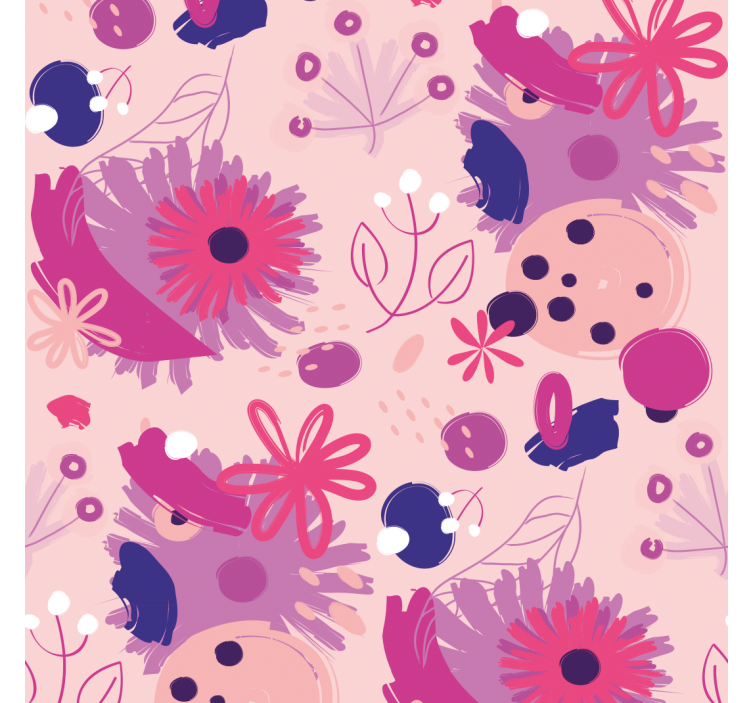 Dining room blind with abstract purple flowers - TenStickers