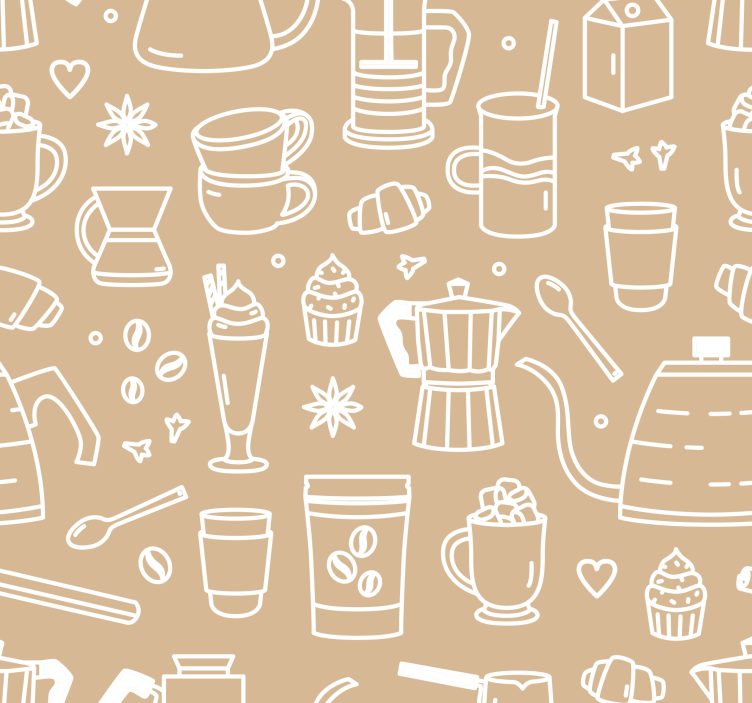 Dining room blind with coffee cups and glasses pattern - TenStickers