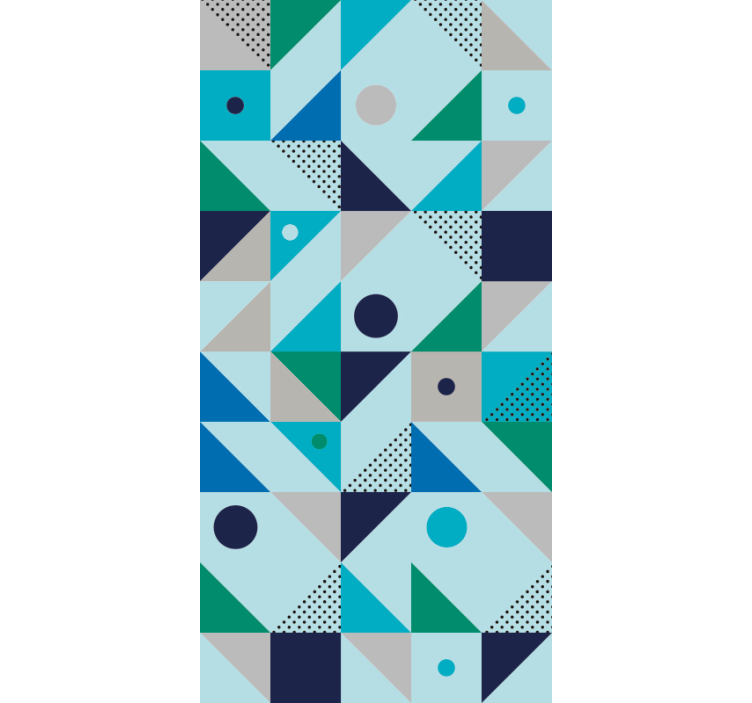 Dining room blind in blue patchwork design - TenStickers