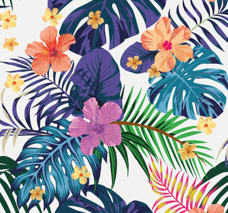 Dining room blind with hawaiian colorful flowers - TenStickers