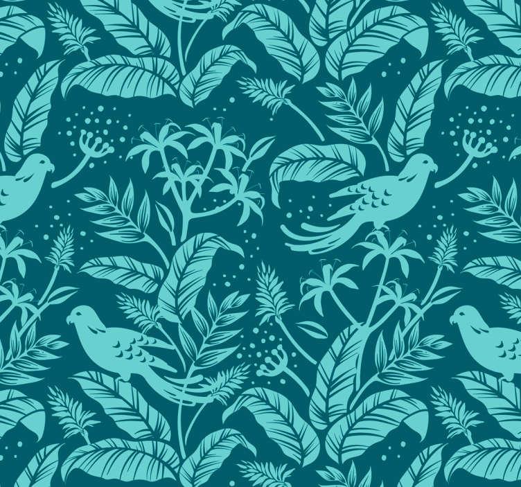 Dining room blind with turquoise flying birds - TenStickers