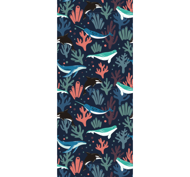 Blind children vibrant sea creatures on blue backdrop - TenStickers