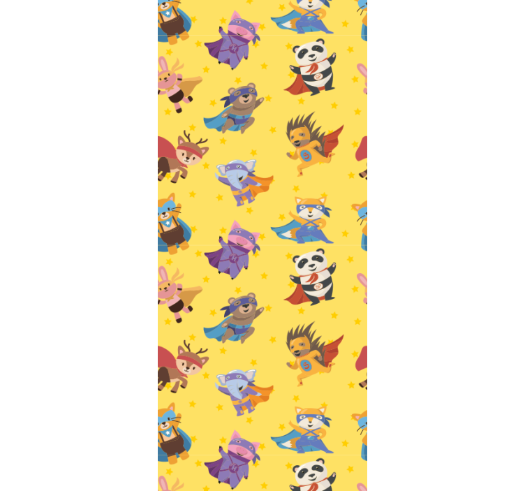 Blind children superhero pets pattern over yellow - TenStickers
