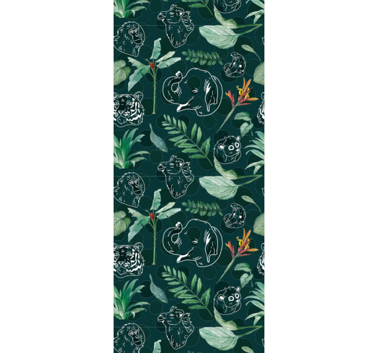 Blind children colorful jungle animals and trees pattern - TenStickers
