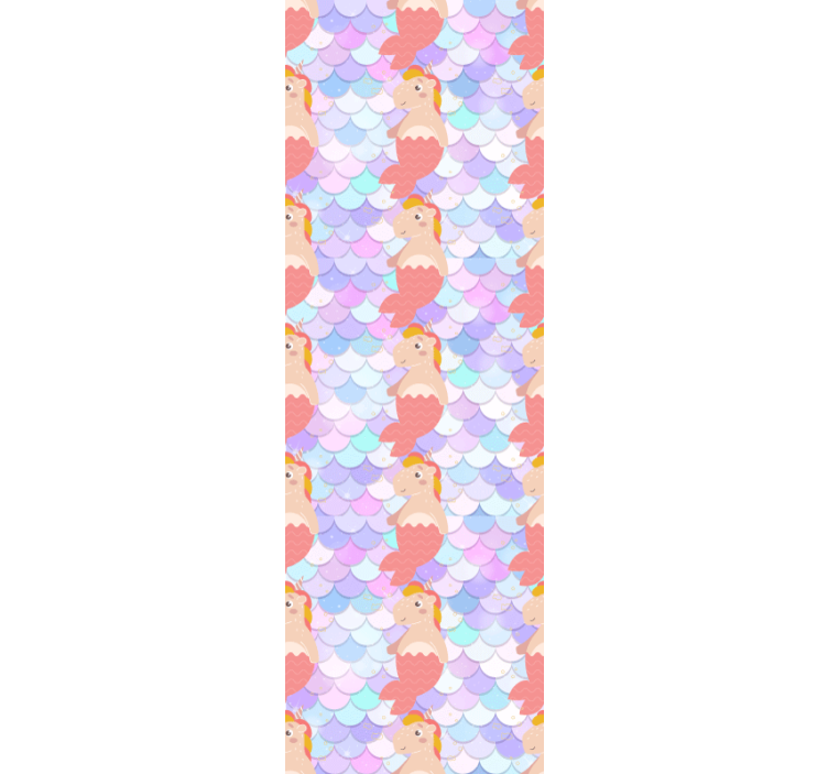Blind children unicorn mermaids with fish scales background - TenStickers