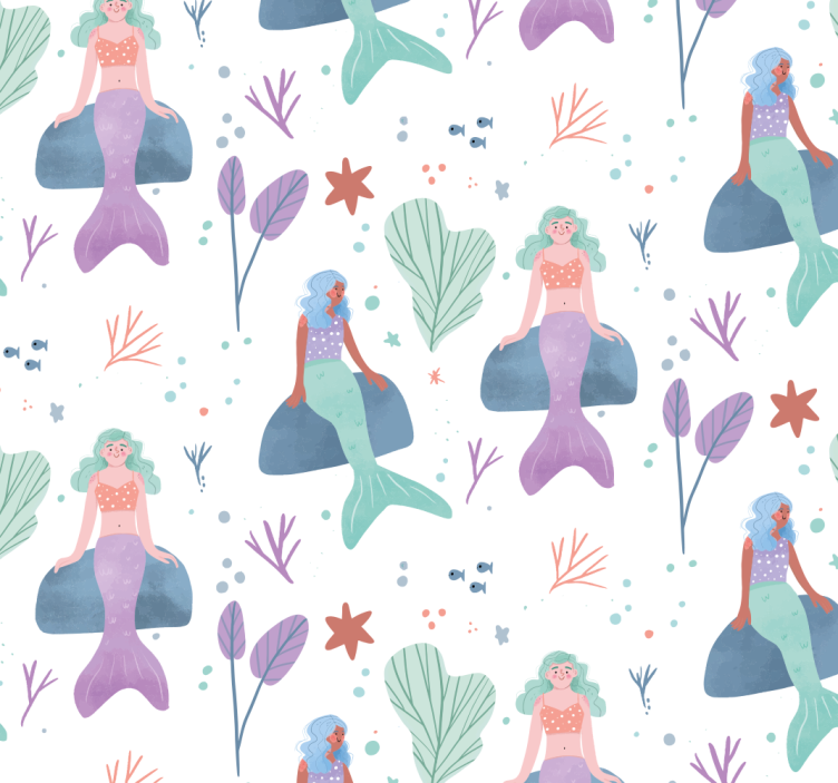 Blind children mermaid sitting on a rock - TenStickers