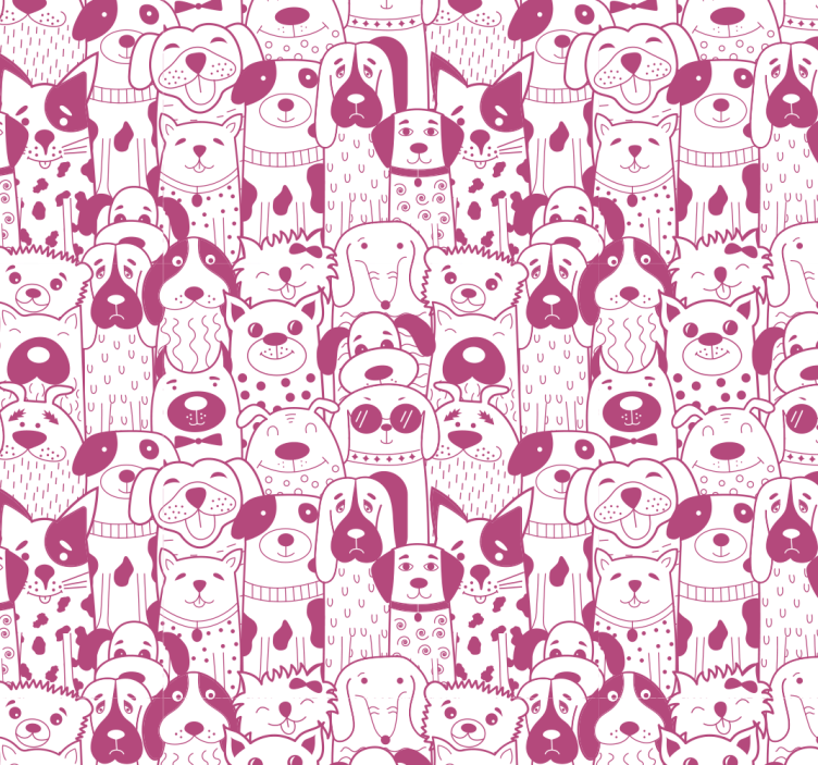 Blind children drawing of pink furry dogs - TenStickers