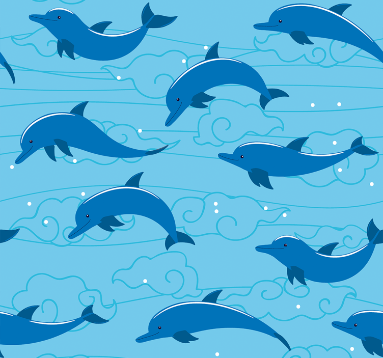 Blind children exploring the sky with clouds and dolphins - TenStickers