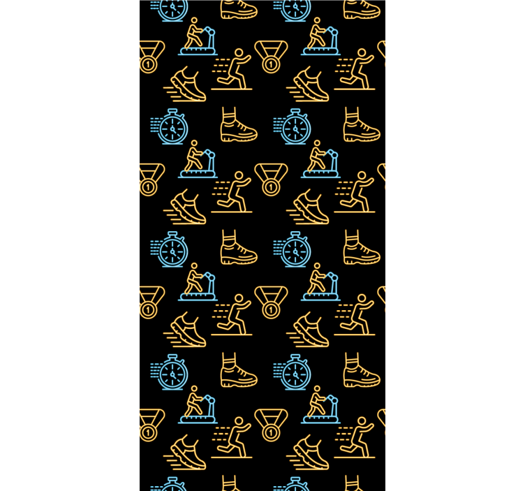 Blind teens running neon vector icons on black - TenStickers