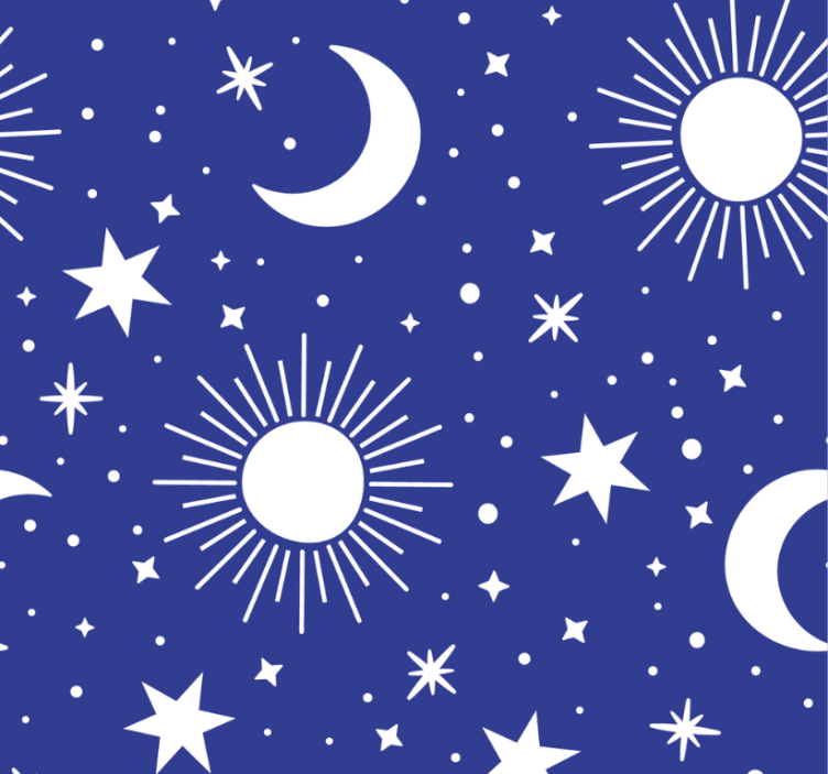 Blind teens white stars and moons on blue - TenStickers