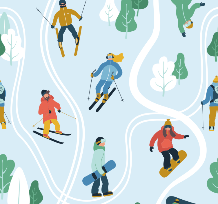 Blind teens blue skiing sport equipment - TenStickers