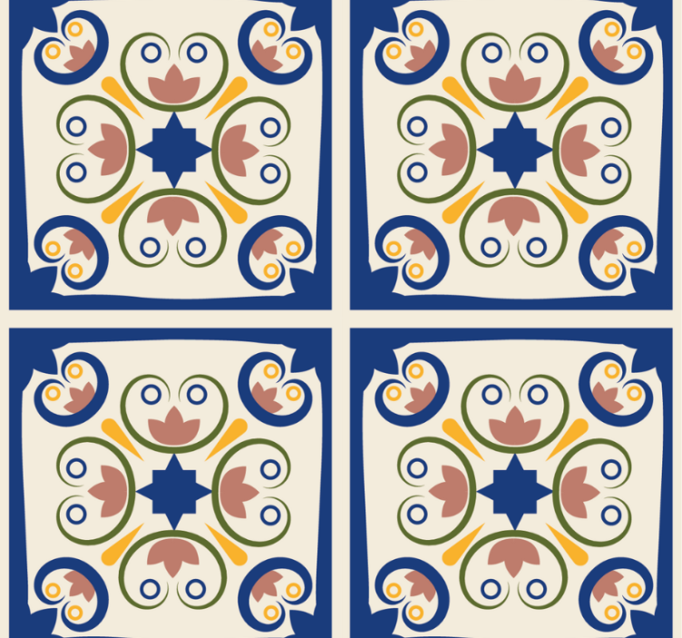 Modern blind pink flowers portuguese tile - TenStickers