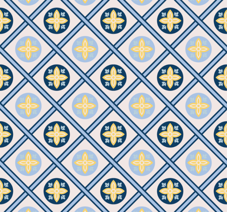 Modern blind in baby blue and yellow tile - TenStickers
