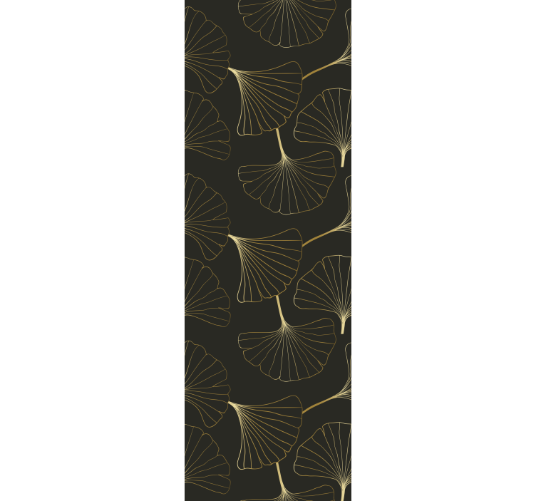 Modern blind ginkgo leaves charcoal gold - TenStickers