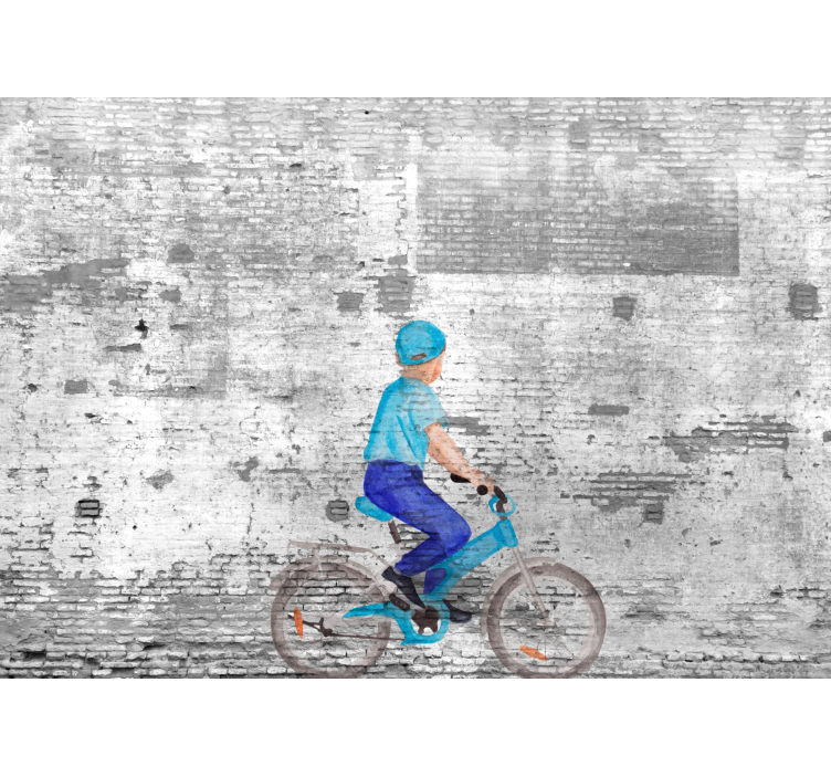 Blind kitchen kids on a bike mural - TenStickers