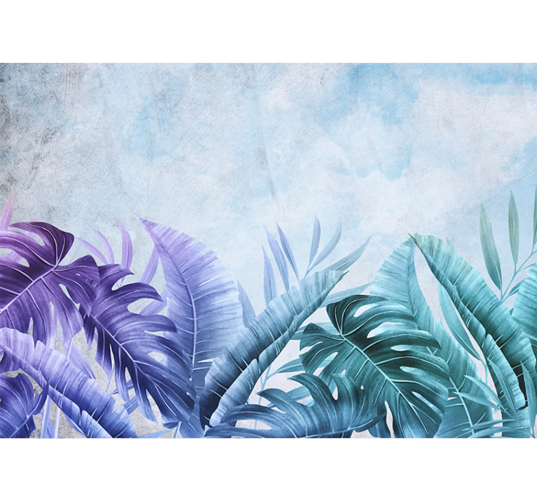 Blind kitchen with blue and purple tropical plants - TenStickers