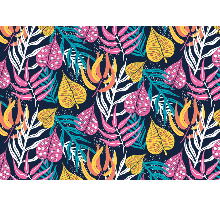 Blind kitchen multicolor leaves on blue texture - TenStickers