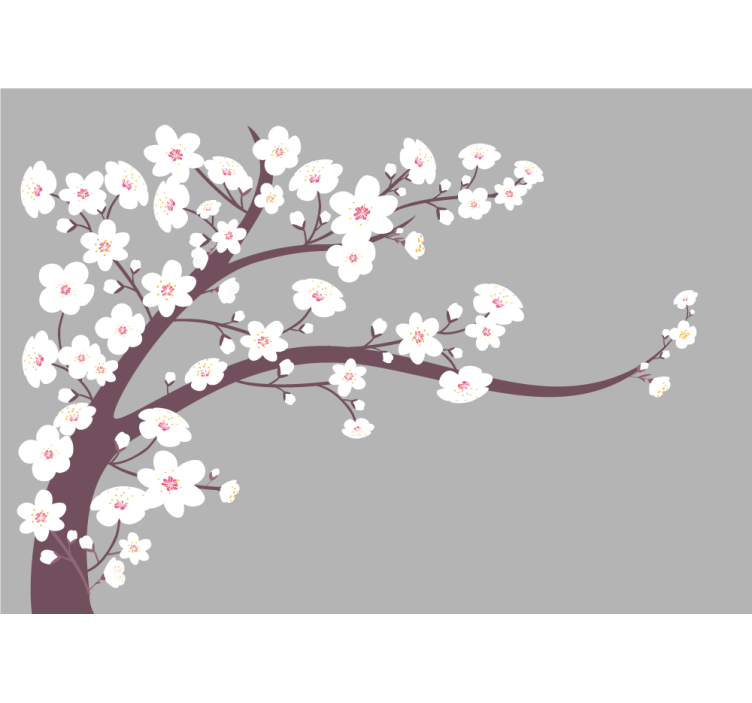 Blind kitchen white flowers on gray background - TenStickers