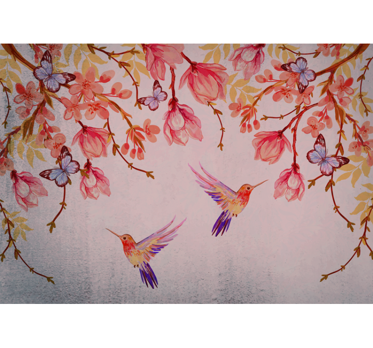 Blind kitchen magnolia and birds design - TenStickers