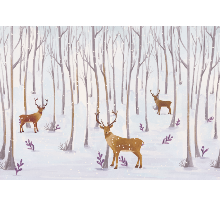 White window blind scandinavian winter forest wildlife - TenStickers