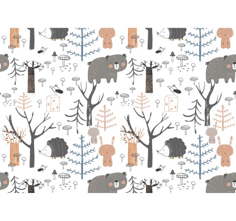 White window blind scandinavian forest animals - TenStickers