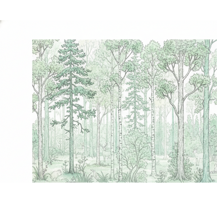 White window blind mint forest design - TenStickers