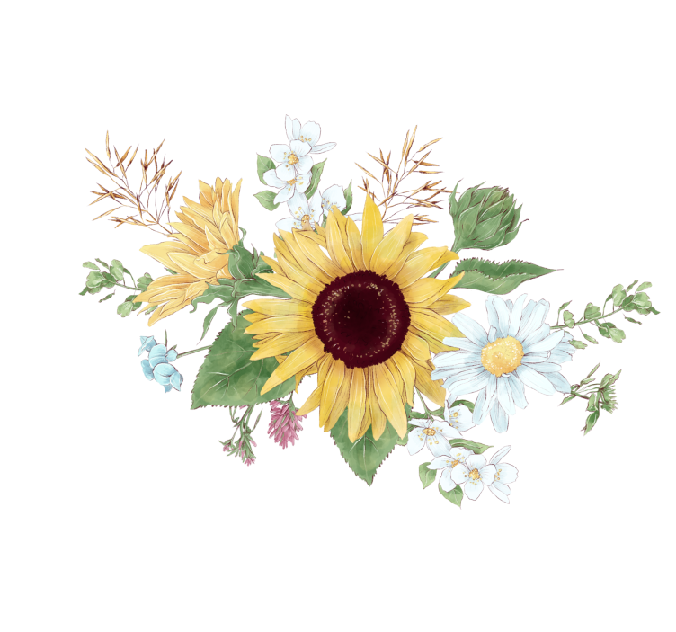 White window blind with sunflowers and daisies - TenStickers
