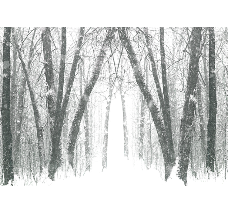 White window blind winter trees in the forest - TenStickers