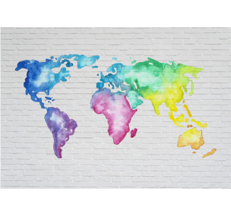 White window blind with colorful world map design - TenStickers