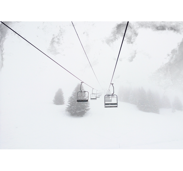 White window blind cable car on snow photography - TenStickers