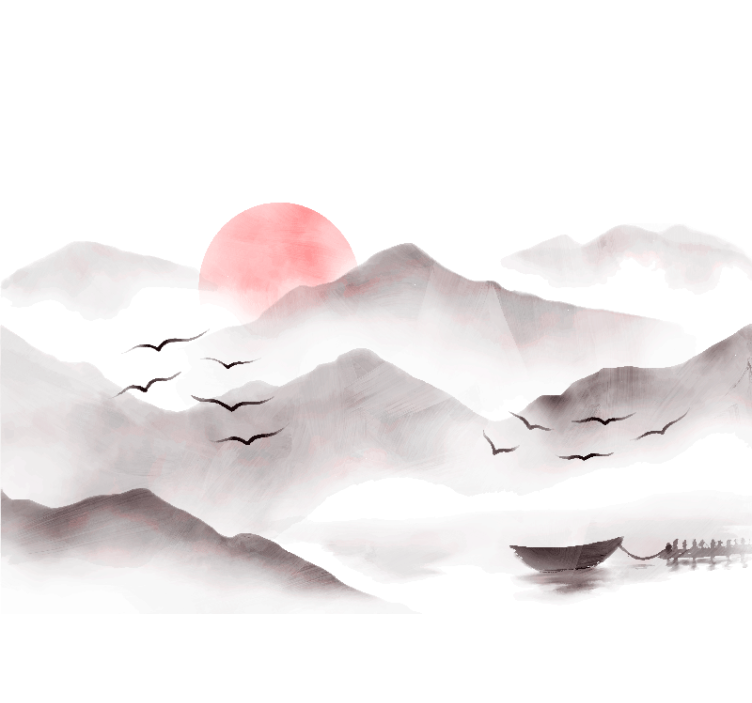 White window blind watercolor mountains - TenStickers